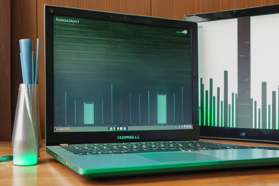 A laptop showing lottery data analysis next to school grading papers.