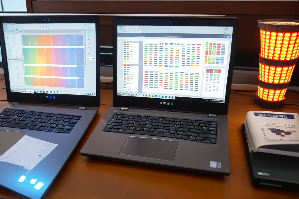 A laptop showing lottery analysis software on a school teacher's desk.