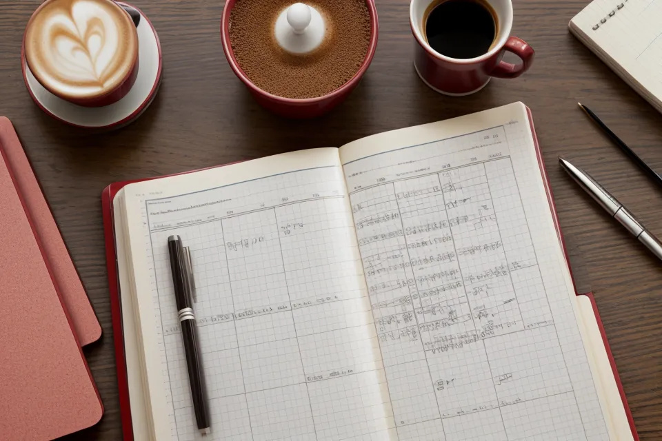 Laptop showing lottery pattern detection software next to school papers