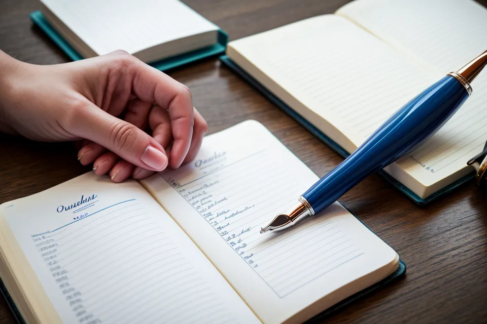 Hand pointing to matched lottery numbers in a teacher's tracking notebook.