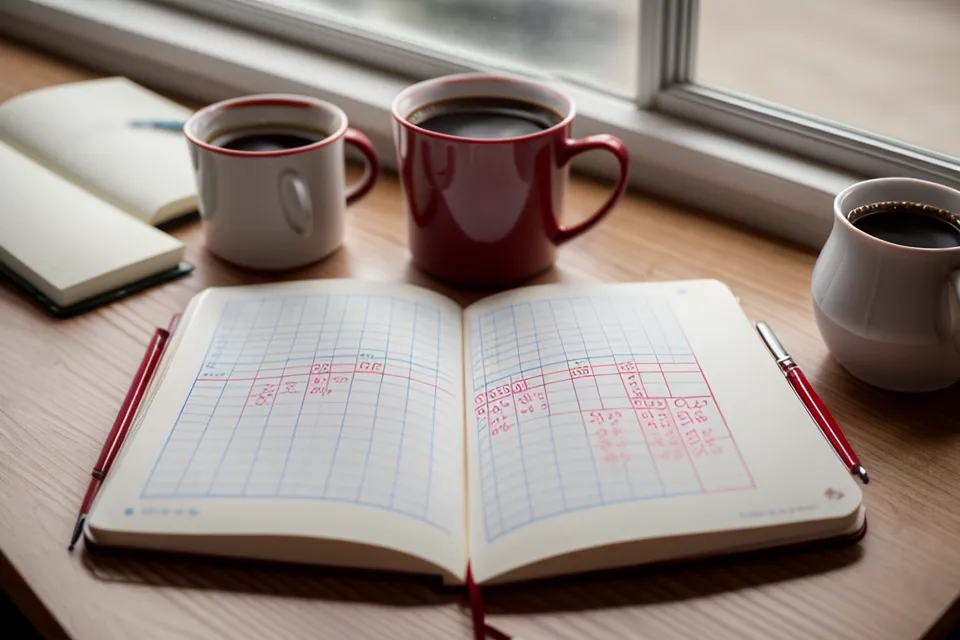 Close-up of a handwritten lottery number frequency chart in a teacher's notebook.